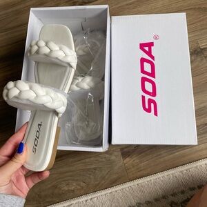 Brand new white braided sandals